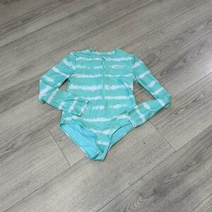 Eddie Bauer Kids Aqua and White Swimsuit 14/16